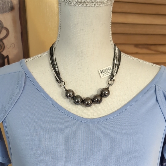 ALFANI Elegant Multi-Chain Short Black Beaded Statement Necklace NWT - Picture 1 of 5